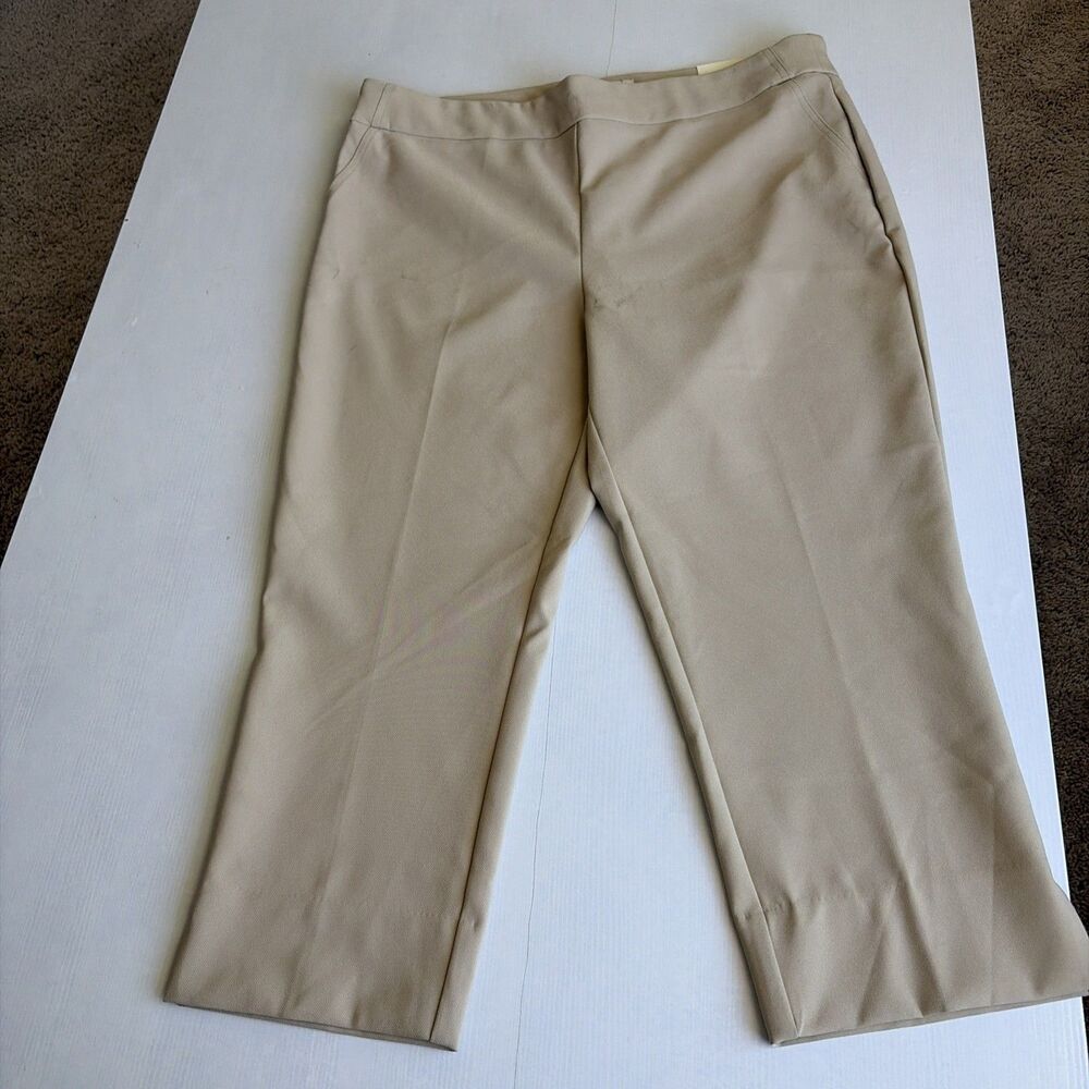 Rachel Zoe Women's Mid-Rise Slim Leg Pants Beige Tan Crop Ankle Size XL NWT